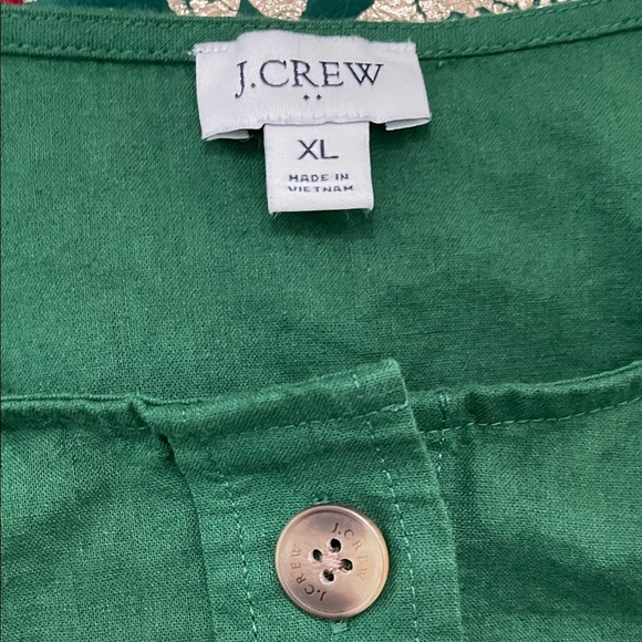 J. Crew Linen Blend Green Button-Up Top, Sz XL - Picture 5 of 6